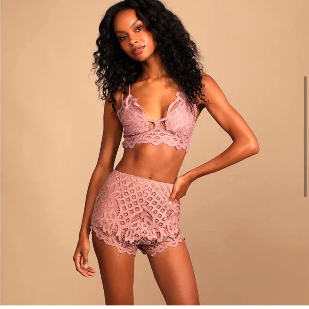 Free People Intimately Adella Lace Shorts in Blush